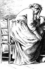 Illustration of a grieving woman
